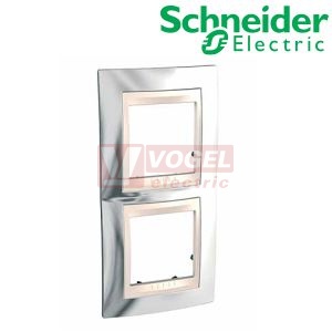 MGU66004V510 Krycí rámeček 2-nás. vert., Cromo/Marfil (UNICA Plus), VÝROBA UKONČENA