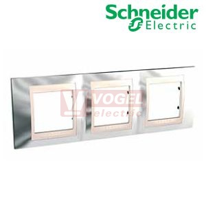 MGU66006510 Krycí rámeček 3-nás., Cromo/Marfil (UNICA Plus), VÝROBA UKONČENA