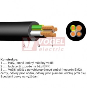 H07RN-F  3x  1,50 kabel pryžový (H,Č,Š)