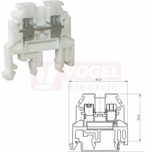 RSA  4A svorka řadová BÍ, šroubové připojení, barva bílá, š=6,6mm, v=39mm, d=41,5mm, IP20