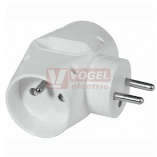 5323-23 C  Adaptér rozbočovací, 2x kulatá + 1x plochá, 16A/250VAC, slonová kost