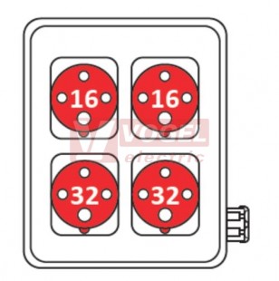 ROS 3202 Zásuvková rozbočnice, 2 x IE 3243,2 x IE1643 IP44