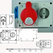 VZS 164 Zásuvková rozbočnice IE 1643 +VZ 16 se spínačem IP44