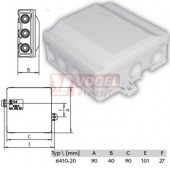 6410-20 Krabicová rozvodka IP54,  90x90x40mm, RAL7035, prázdná, 2x vnější mont.příchytka