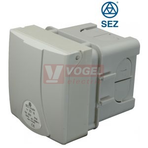 Zásuvka pod omítku 5P  32A 400V IP44 6h IZV 3253, barva sv.šedá, s krabicí pod omítku v neprůmysl.designu, spojovatelná  vodorovně
