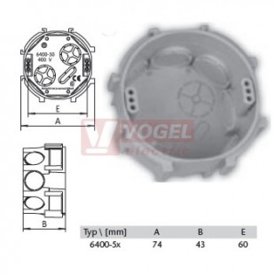 6400-50 Krabice přístrojová pr. 74/hl.43mm (spojování křížem) (KP67/3)