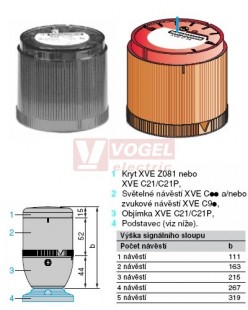 XVEC35  signální modul OR, Ba15d max.5W/240V, s trvalým světlem