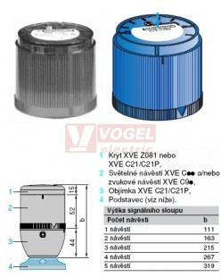 XVEC5M6 signální modul MO, 230V AC, blikající, vestavěná LED