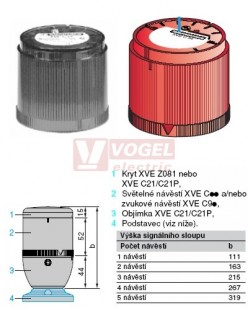 XVEC6B4 Světelný sloup RU,  24V AC/DC, zábleskový, s výbojkou 1J