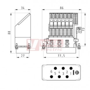 Konektor   6pin Z 35A/400V (70.005.0653.0) SL pravý, stranový vstup