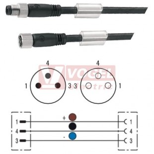 SAIL-M8GM8G-3-1.5U  konektor M12/3-pin/vidl/přímý - kabel ČE PUR do vlečného řetězu 3x0,25mm2 L=1,5m - konektor M12/3-pin/zás/přímý (1824570150)