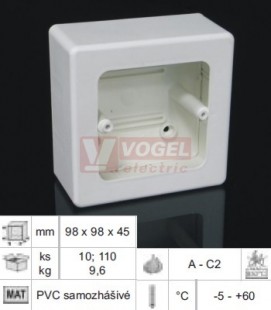 LKM 45_HB krabice univerzální š/v/hl 98x98x45mm, nástěnná, bílá, s otvorem pro jednonásobné přístroje