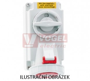 Zásuvka nástěnná GT odpínatelná, blokovaná 32A 5p 400V 6h IP67
