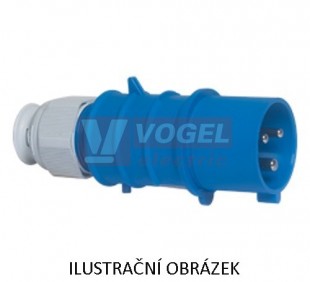 Vidlice 3P  32A 230V IP44 6h (21690) Quick-Connect, bezšroubové svorky, barva modrá