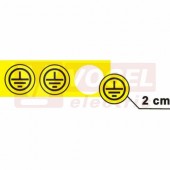 Samolepka bezpečnostní "Znak uzemnění v kruhu" (černý tisk, žlutý podklad), (1arch=90ks), průměr 2cm, předsekáno, (DT012C)
