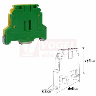 RSA PE  4A svorka řadová, šroubové připojení, barva zl/žl, š=7,4mm, v=39,4mm, d=48mm, IP20