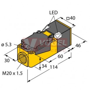 Bi15-CP40-FZ3X2 20…250 VAC 3…400mA   10..300VDC, 3…300mA čidlo indukční kvádrové