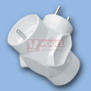 R-46  Adaptér rozbočovací 2xkulatá + 2xplochá, barva bílá