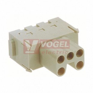 09140052716 Han-Modular, Han ES-module vložka konektoru, 5pin, 16A/400V, Z, 0,14-2,5mm2, polykarbonát, RAL7032mm2, postříbřené, pružinové