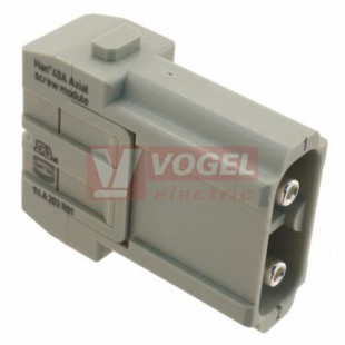 09140022601 Han modul, vložka konektoru, V, 2pin, 40A/1000V, axial, šroubovvý, 2,5-8mm2, polykarbonát, RAL7032