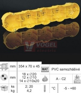 KP 64/5L_NA krabice přístrojová, 5-nás., do sádrokartonu, š/v/hl 354x71x45mm, IP30, PVC