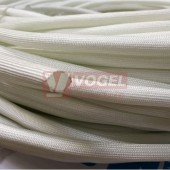 Hadička iz. typ FS  průměr 16mm pletená dutinka bílá sklovláknitá do 550°C, elektrická pevnost 300-700V (E100279)