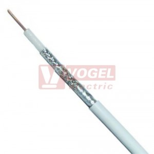 Kabel koaxiální 75 Ohm CB500   pěnové dielektrikum, bílý, prům.5mm, dvojité stínění