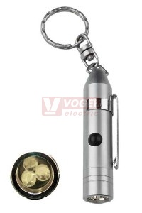 Svítilna 3xLR44 SBL-201 (DOPRODEJ)celokovová s 3xLED bílou diodou, délka 66mm, průměr 14mm, stříbrná (včetně baterií)