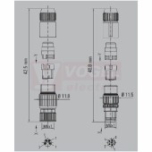 SAISGI-P-3A-3.2/5.4-M8 (st.zn. SAIS-3-IDC-M8 small) konektor M8/3pin/vidl/přímý, plast.tělo s kov.vývodkou, A-kódování,samozářezový, pro montáž 0,14-0,34mm2, sevření 3,2-5,4mm, IP67 (1784040001)