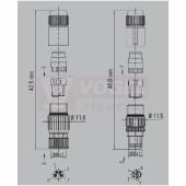 SAIS-3-IDC-M8 small konektor M8/3pin/vidl/přímý, plast.tělo s kov.vývodkou, A-kódování,samozářezový, pro montáž 0,14-0,34mm2, sevření 3,2-5,4mm, IP67 (1784040001)