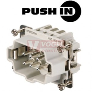 Konektor   6pin V 24A/500V HDC HE 6 MP, technologie připojení vodiče PUSH-IN do 2,5mm2 (1873530000)