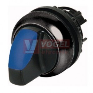 M22S-WLKV-B Ovládací hlavice přepínače, prosvětlená, 2 polohové (V), s aretací, kroužek černý, 60st, modrá (284544)