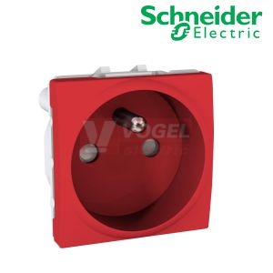 MGU303903P  Zásuvka 2M, 230V/16A 2P+PE clonky, s ochr.před přepětím - barva červená