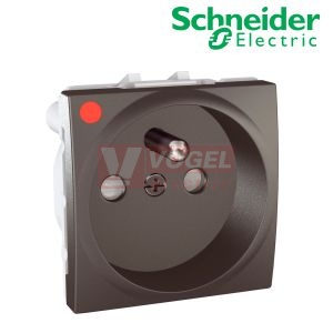 MGU303912P Unica - Zásuvka 230V/16A, 2P+PE clonky a přepěťová ochrana, Grafit