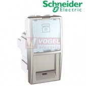MGU349530 Unica - Zásuvka telefonní RJ12, 6 kontaktů, s clonkou a popisovým polem, 1 modul, Aluminium