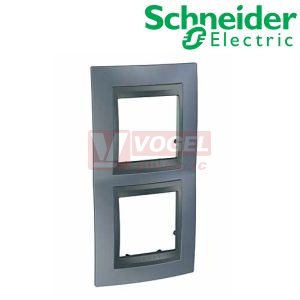 MGU66004V297 Unica Top - Krycí rámeček dvojnásobný vertikální, Metal grey/Grafit