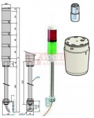 XVMB1R6AG   Světelný sloup 24VAC/DC, žárovka 5W, OR+ZE trvalý svit, RU záblesk, AL trubka+ plast. podstavec, montáž na vodorovné plochy