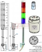 XVMB1RAGBS  Světelný sloup 24VAC/DC, žárovka 5W, RU,OR,ZE,MO+ bzučák 0-80dB, trvalý svit, AL trubka+ plast. podstavec, montáž na vodorovné plochy, IP42