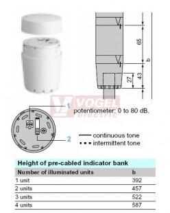 XVMC29B3T napájecí modul s bzučákem 24V AC/DC + konzola 250mm + víko, IP42 (max.5 modulů)