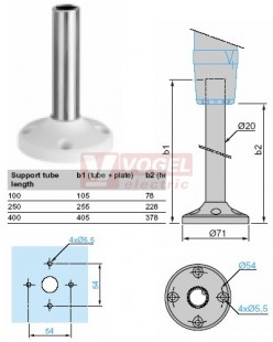 XVMZ02  podstavec + 100mm Al trubka průměr 20mm
