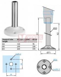 XVMZ04  podstavec + 400mm Al trubka průměr 20mm