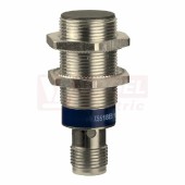 XS518B1CAM12 Indukční čidlo M18, mosaz, Sn=5mm, 12…48VDC, délka těla 64,6mm, konektor M12/4pin, stíněný, NO, LED žlutá, IP67/69K