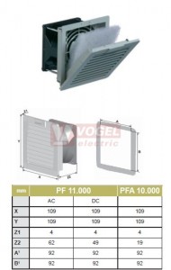 PFA 10.000  IP54, RAL7035, UL (7940025826) otvor 92x92mm, výstupní mřížka s filtrem