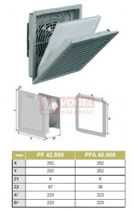 PF 42.500 IP54  230VAC, RAL7035, UL (7940025797) otvor 223x223mm, ventilátor s filtr.vložkou 116m3/h