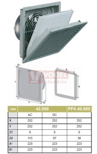 PFA 40.000  IP54, RAL7035, UL (7940025805) otvor 223x223mm, výstupní mřížka s filtrem