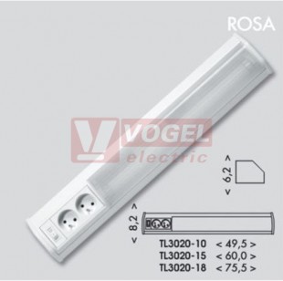 Svítidlo 1x  10W TL3020-10 ROSA G13 IP20, pod kuchyňskou linku + 2x 2P+PE 230VAC zás. BÍ, délka 500mm