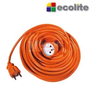 Prodlužovák  1 zás. 20m Ecolite (FX1-20B) oranžový 250VAC/10A, kabel PVC 2x1,0mm2