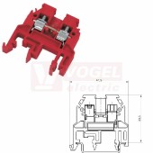 RSA  4A svorka řadová RU, šroubové připojení, barva rudá/červená, š=6,6mm, v=39mm, d=41,5mm, IP20