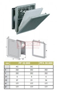 PFA 30.000  IP55, RAL7035, UL (7700005759) otvor 177x177mm, výstupní mřížka s filtrem