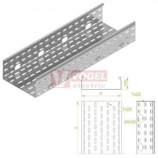 Žlab perf šxv 100x100 KOP100H100/3 N, otvory v bočnici, tl.1,5mm (111210)